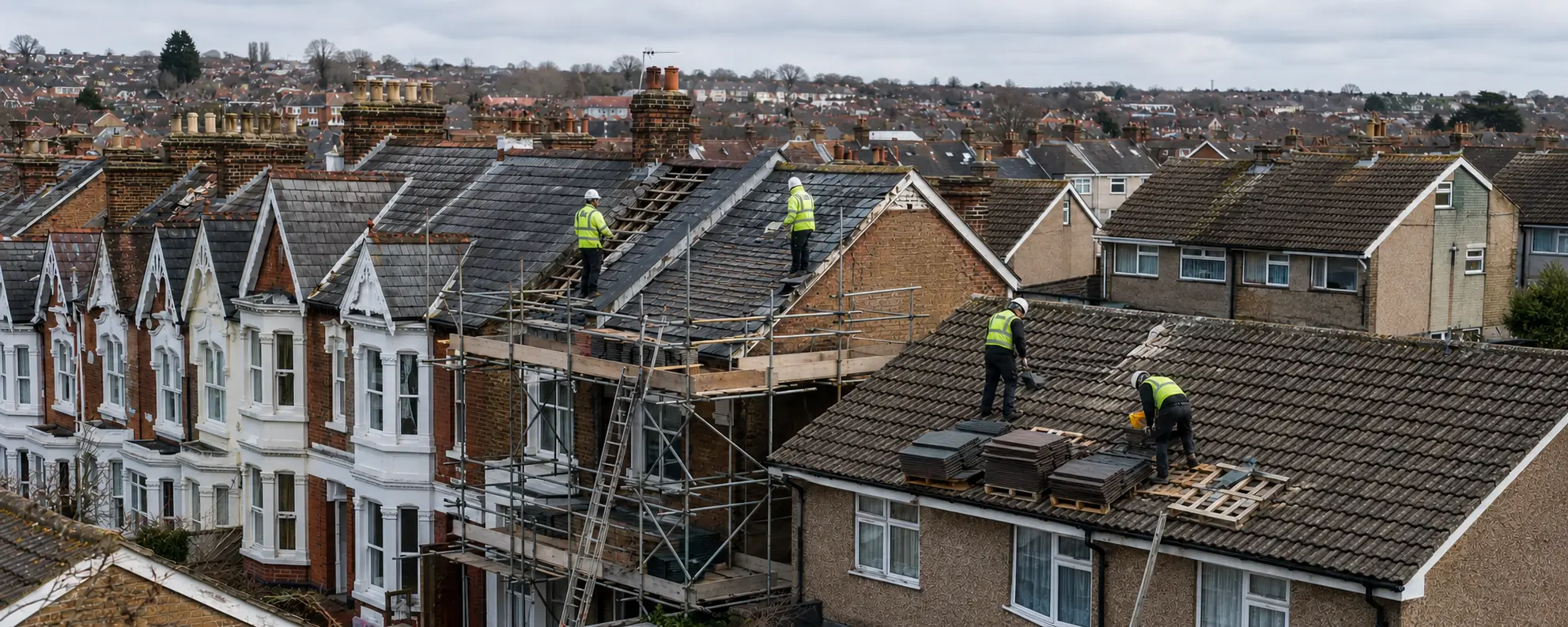 Few cities in Hampshire have housing as split as Southampton's. Bombing took out much of the centre, so whole districts were rebuilt from the late 1940s, while Victorian and Edwardian streets survive around Portswood, Shirley, Bevois Valley and St Denys. The two eras fail in different ways. Older roofs tend to reach us with perished underfelt, slipped slate and mortar work that has given up at the ridge. Postwar and 1960s housing is more often on concrete interlocking tiles that were laid together, meaning a whole estate arrives at the end of its covering life within a few years of itself.