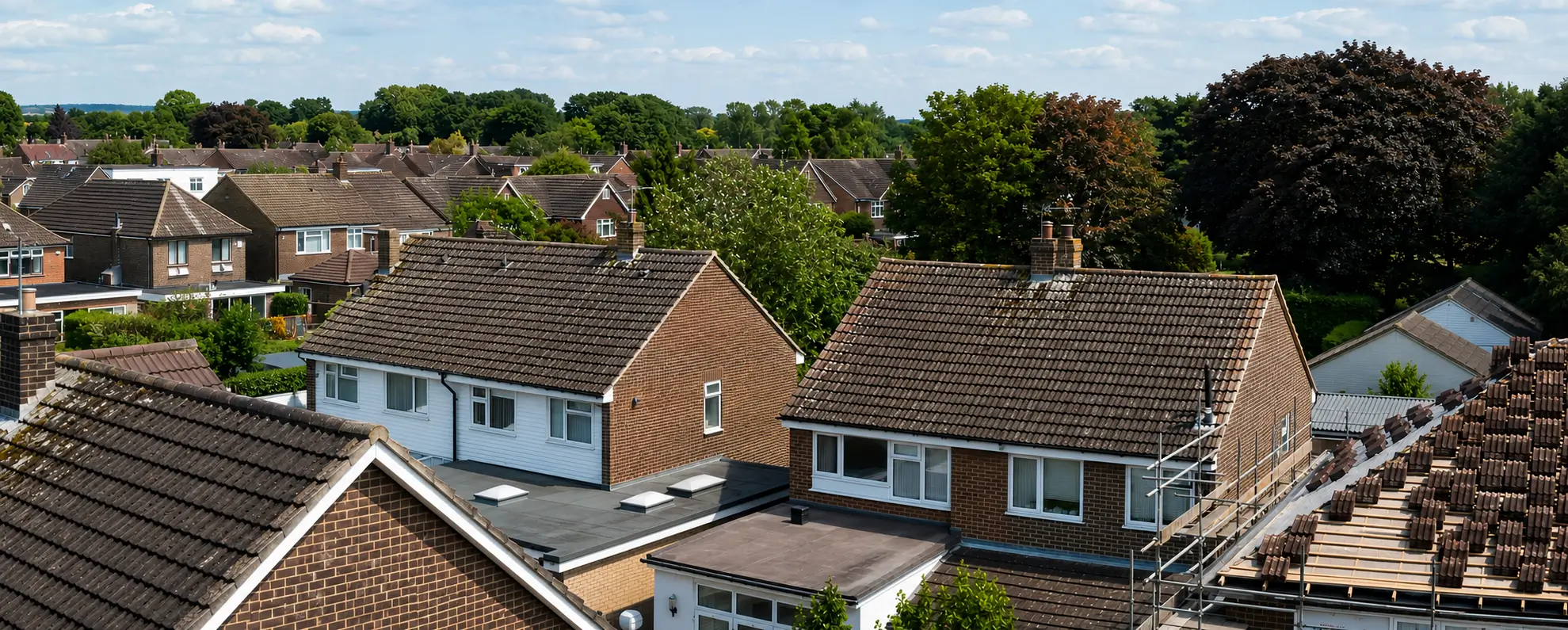 Hedge End is largely late twentieth century housing, and its roofs are now reaching the age where verges, ridges and flat extensions start to let go. We inspect, repair and replace across Hedge End, Botley and West End.