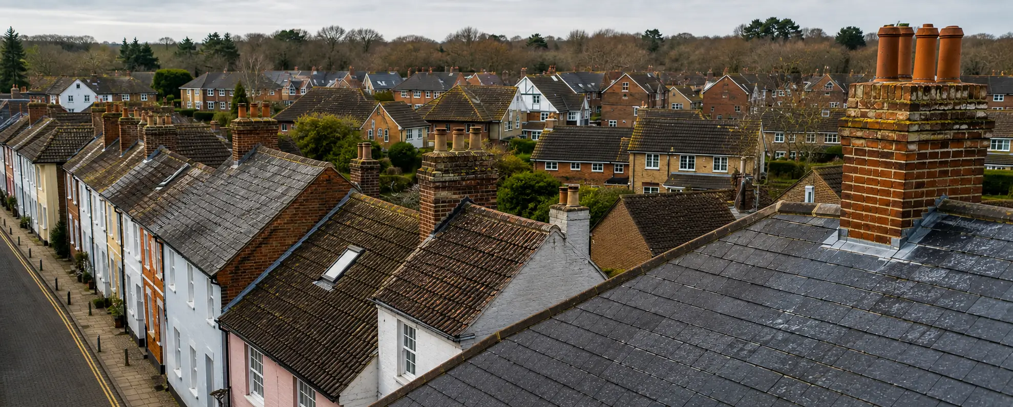 Bishop's Waltham's centre is a conservation area with listed property either side of the road, and its roofs need materials and methods to match. We work on both the historic core and the modern estates around it.