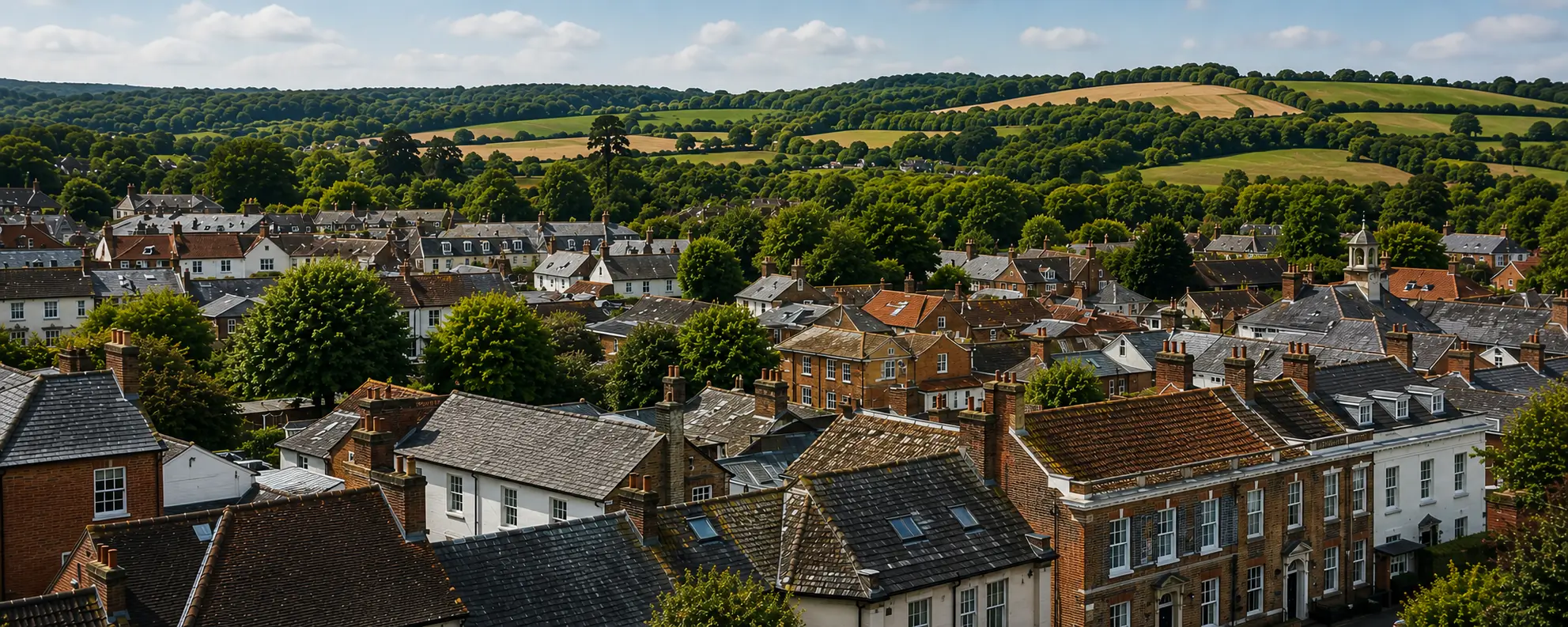 Petersfield is a Georgian market town inside a national park, with conservation controls in the centre and exposed downland roofs around it. We work across both, from listed frontages to farm outbuildings.