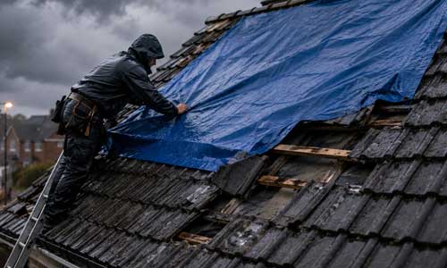 Storm damage, sudden leaks, missing tiles and temporary weatherproofing. Call us when your roof needs fast attention.