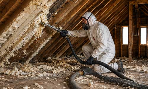 Safe removal of open-cell and closed-cell foam, timber checks afterwards and replacement loft insulation.