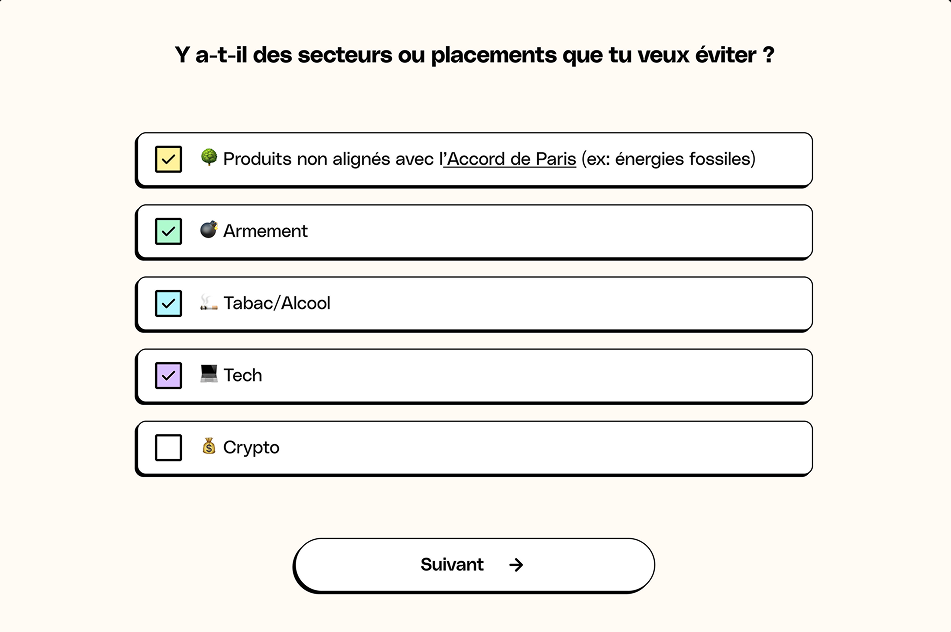 Exemple de question onboarding Money Buddy