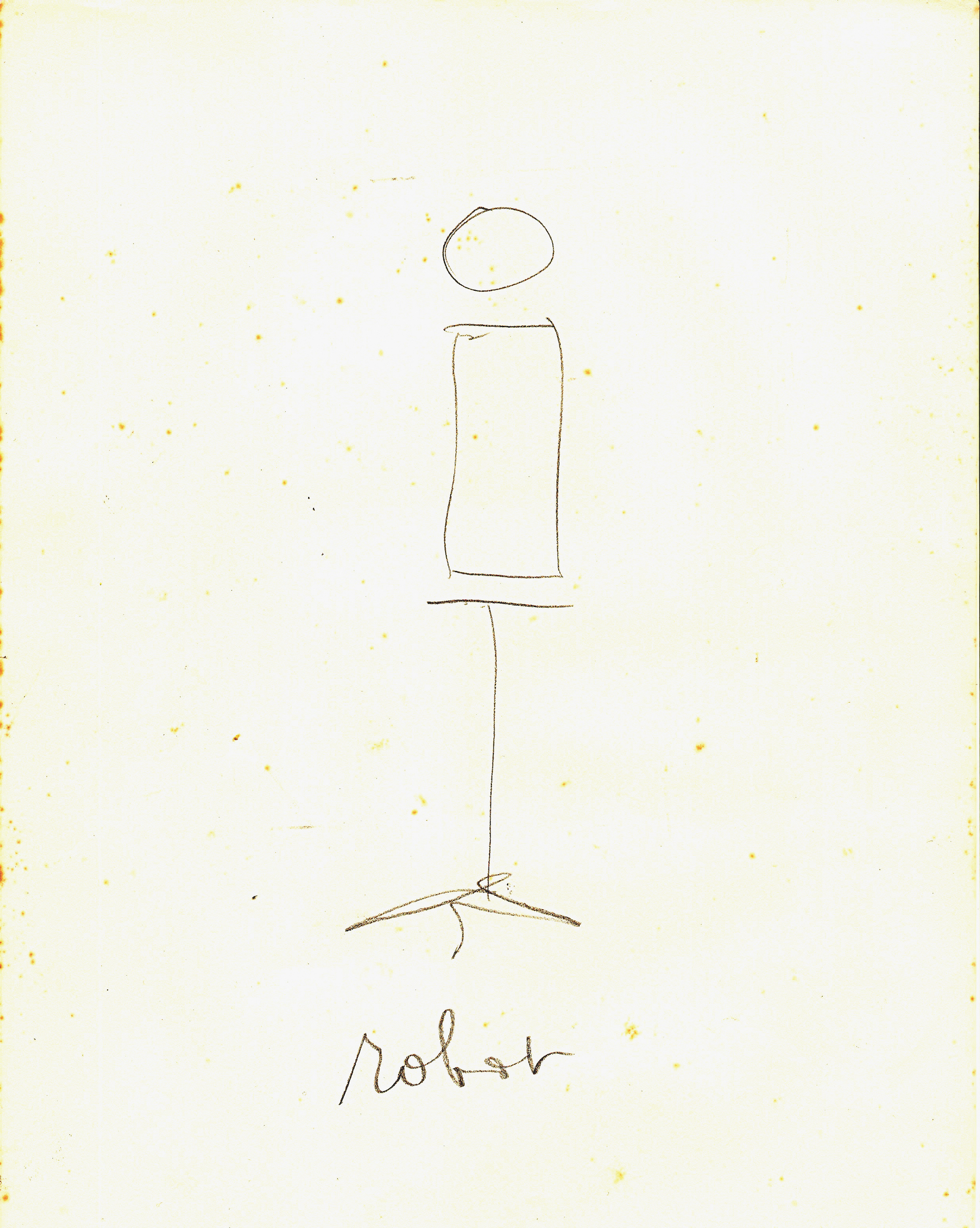 Dessin Ebauche (1ère Marionnette électronique), encre marron, œuvre de Zaven Paré — Galerie Charlot