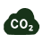Green cloud-shaped icon with white chemical formula CO2 inside, symbolizing carbon dioxide.