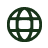Dark green globe icon with latitude and longitude lines on white background.