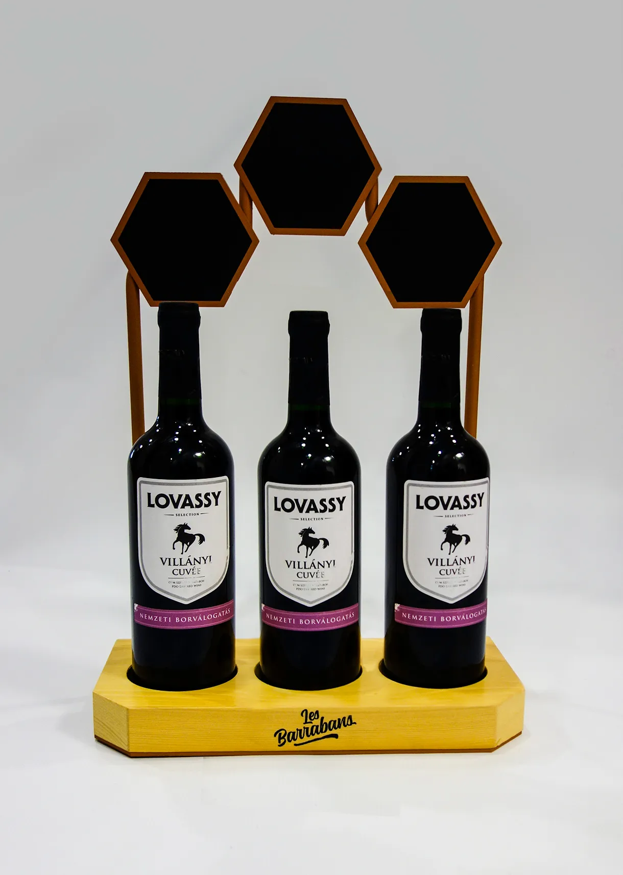 Three-bottle glorifier display
