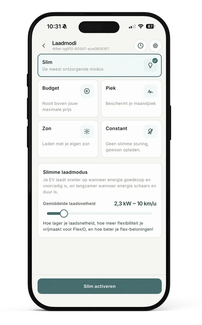 MyFlexiO App: choosing a charging mode for your EV