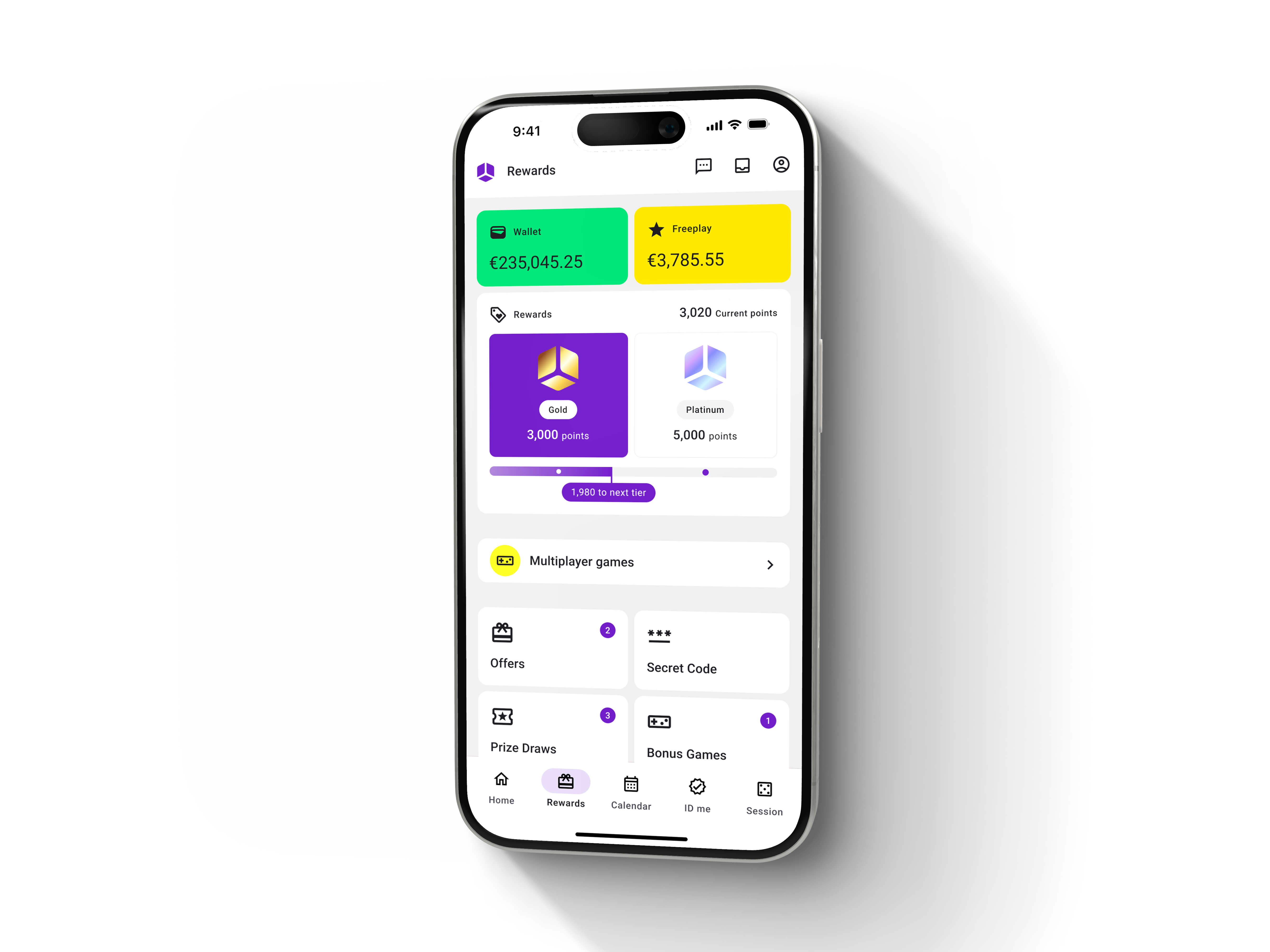 Points Wallet screen redeeming points to a cash account