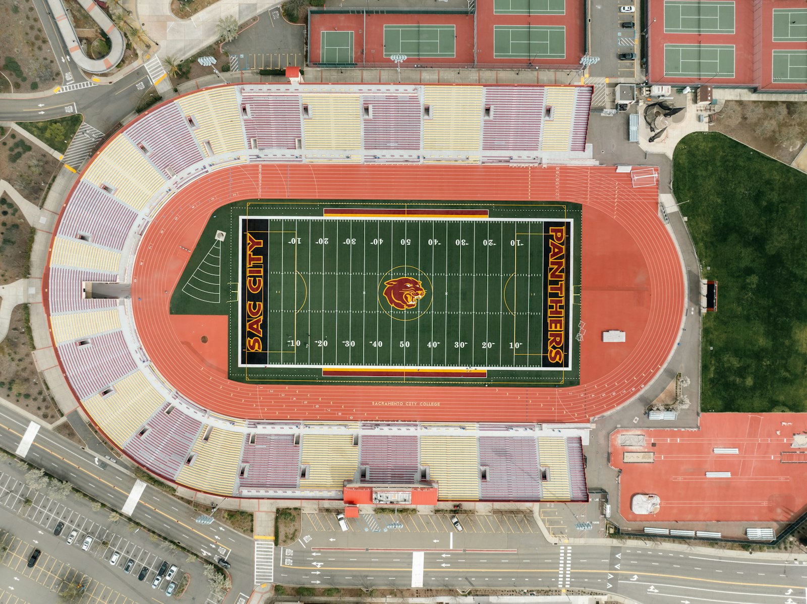 Aerial view of a football stadium | Westside Construction Group