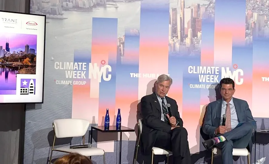 Sen. Sheldon Whitehouse speaks on a Climate Week panel about federal permitting reform | Westside Construction Group