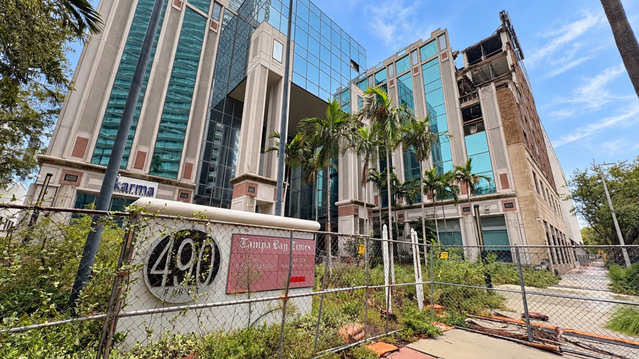 Demolition work underway at the former Tampa Bay Times building at 490 1st Avenue South in downtown St. Petersburg | Westside Construction Group