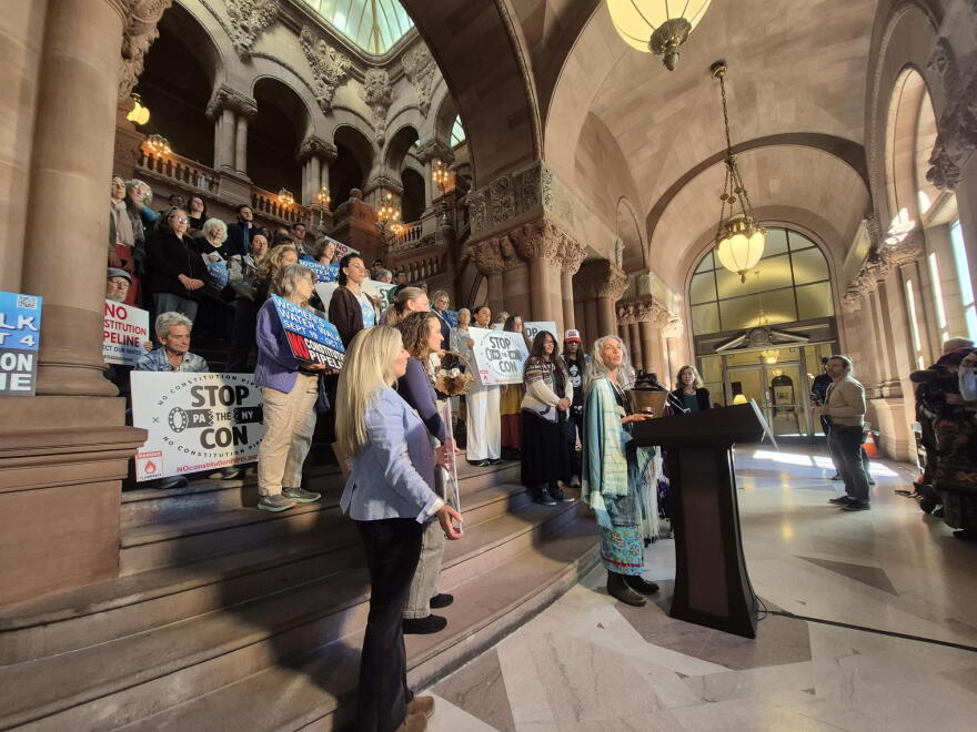 Activists from the Women's Water Walk rally in Albany at the end of a 108-mile walk along the proposed Constitution Pipeline route | Westside Construction Group