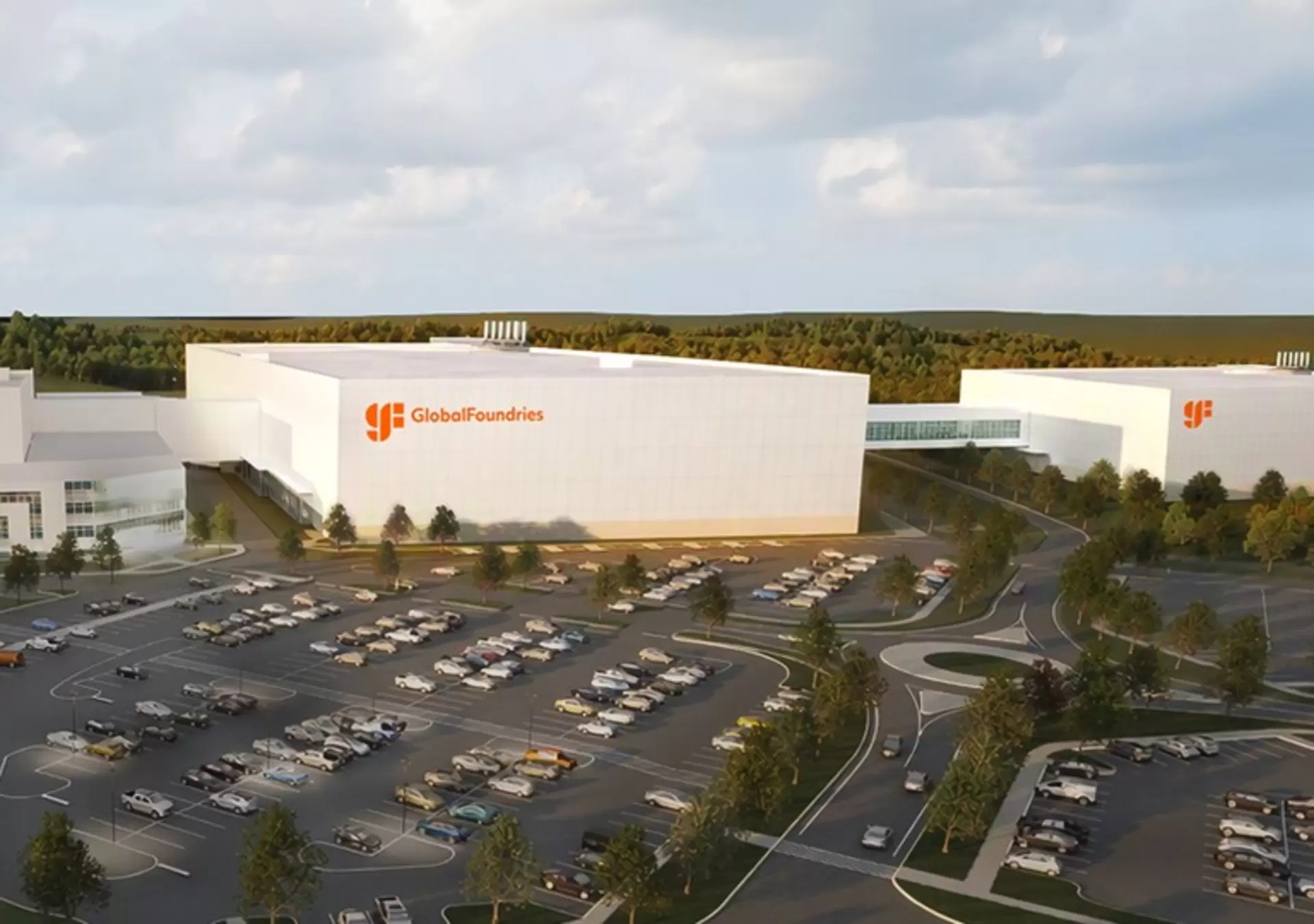 GlobalFoundries image from its announcement of two new semiconductor fabs in Malta, New York | Westside Construction Group