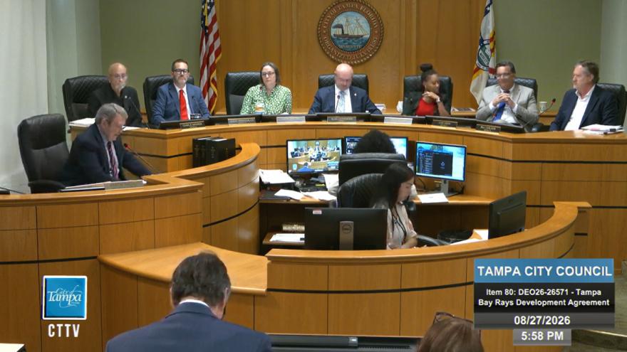 Tampa City Council members seated at the dais preparing to vote on the Tampa Bay Rays stadium proposal | Westside Construction Group