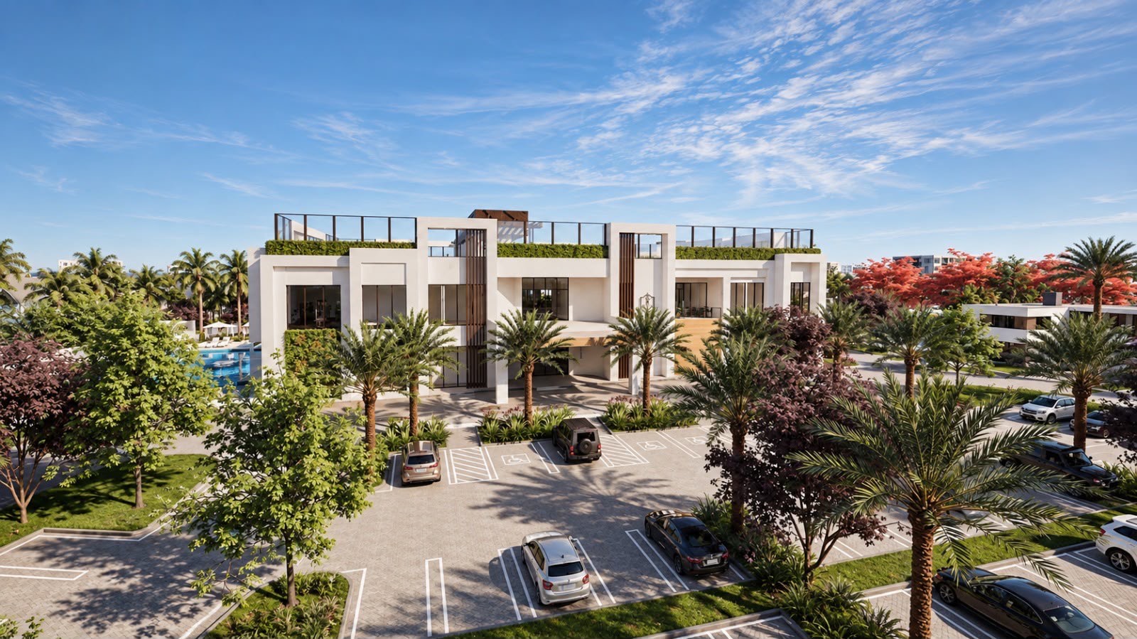 Rendering of the new Lighthouse Point Yacht Club clubhouse front facade in Broward County | Westside Construction Group