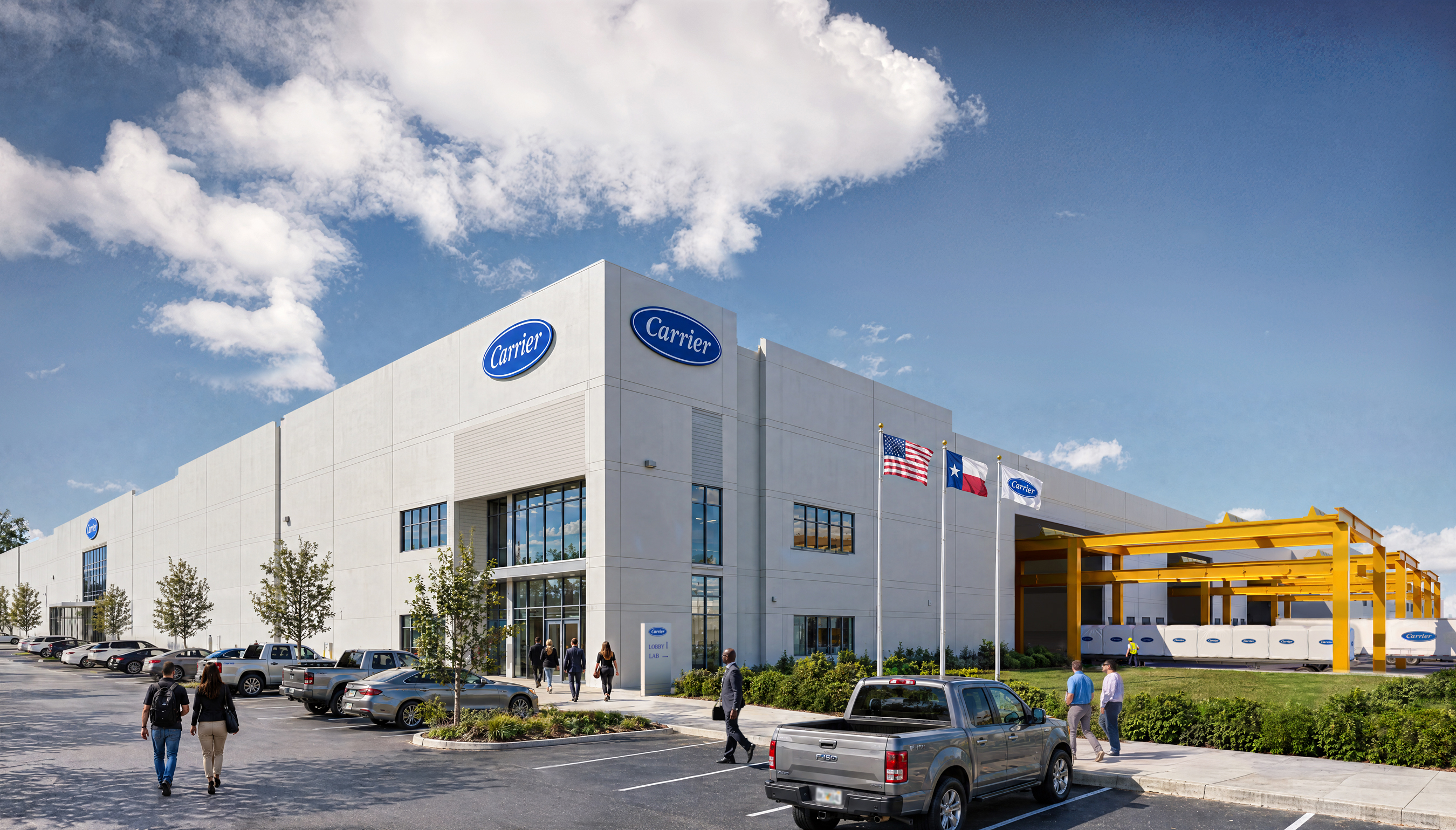 Conceptual rendering of the planned Carrier manufacturing and engineering facility at AllianceTexas in Fort Worth | Westside Construction Group