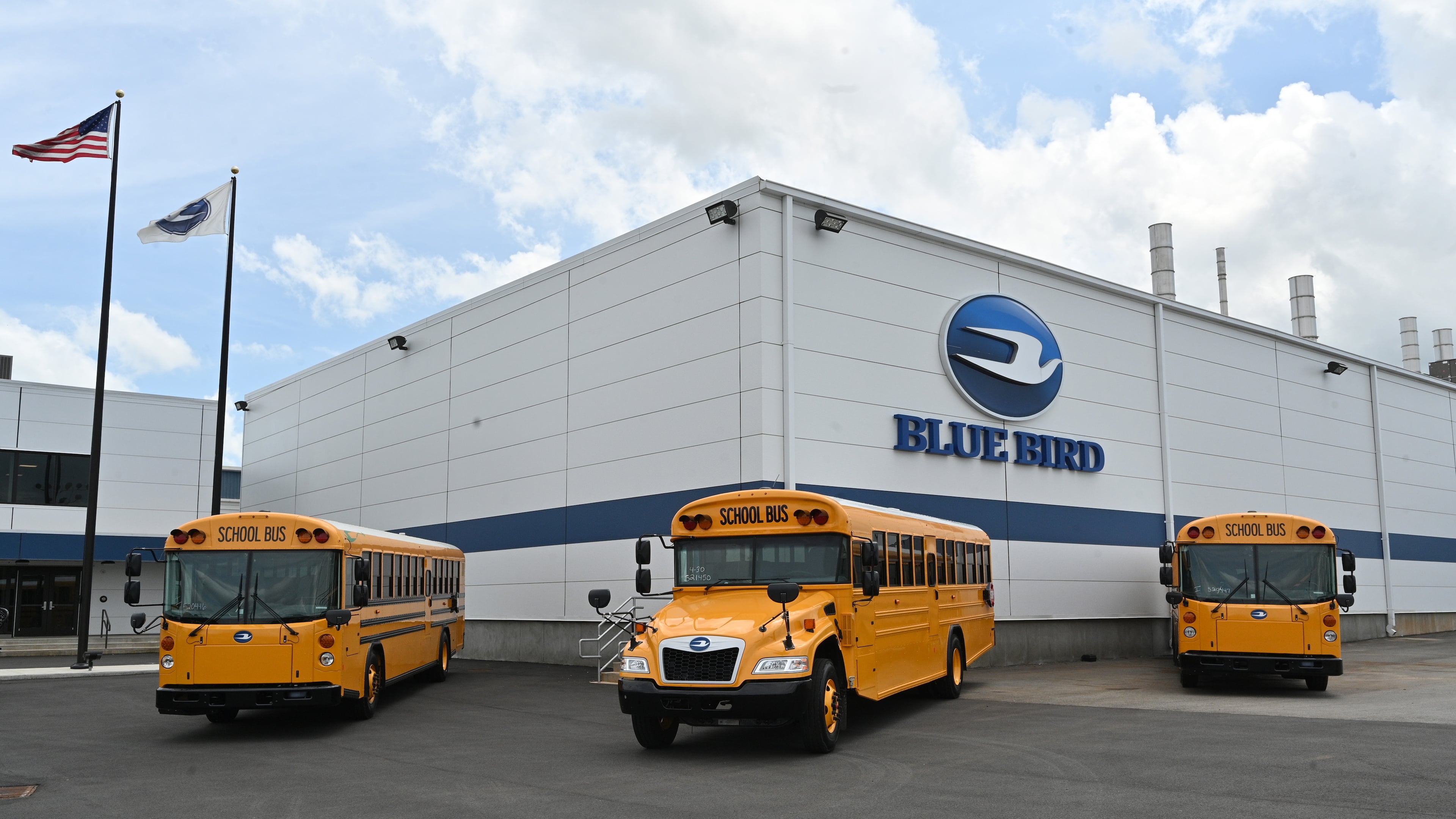 Blue Bird school buses at the company's Georgia operations, 2021 photo | Westside Construction Group