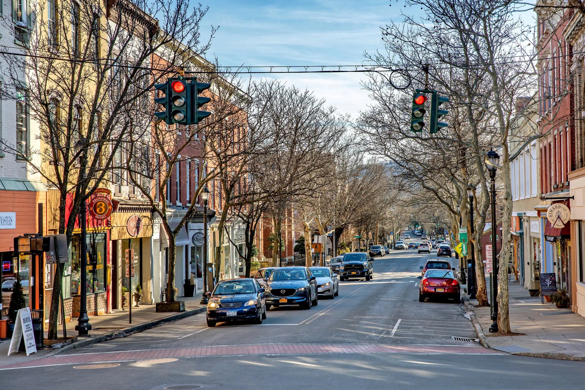 Downtown main street with storefronts in a New York community | Westside Construction Group