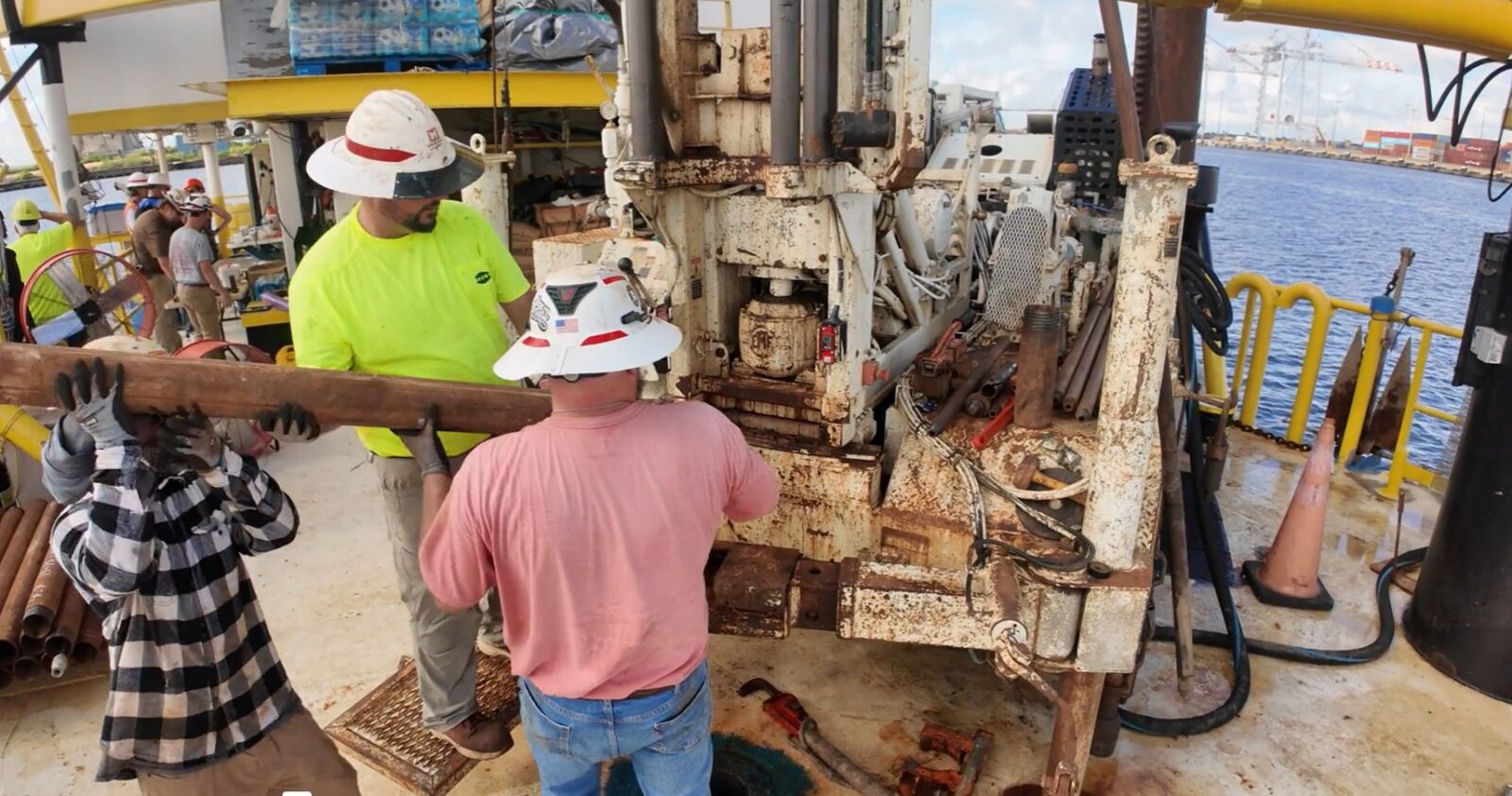 Army Corps of Engineers crew collecting soil samples for the Tampa Harbor channel deepening | Westside Construction Group