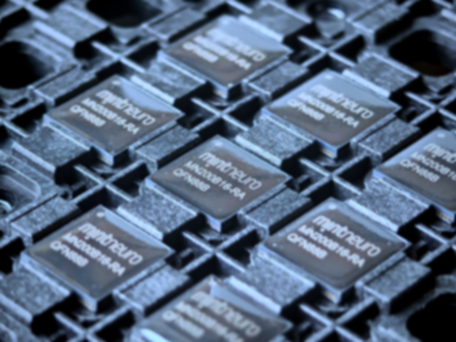 MintNeuro-branded semiconductor chips arranged in component packaging