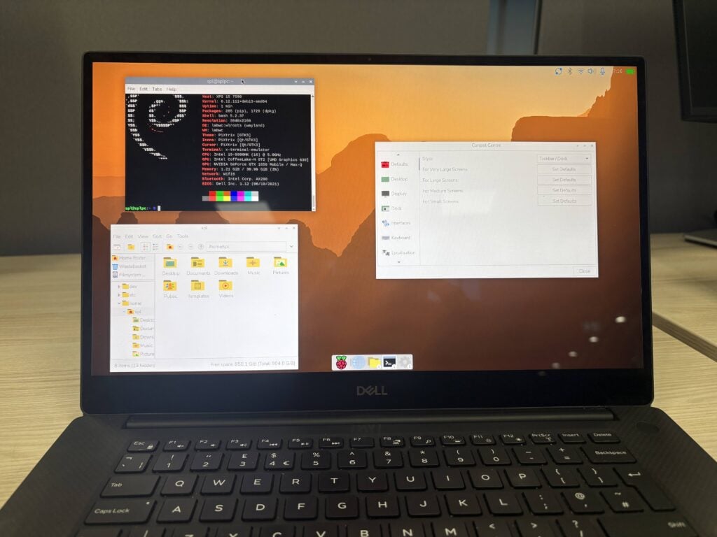 Raspberry Pi Desktop running on a Dell XPS laptop