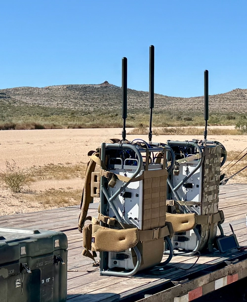 VIAVI T/Rx transceivers with antennas deployed on a vehicle flatbed