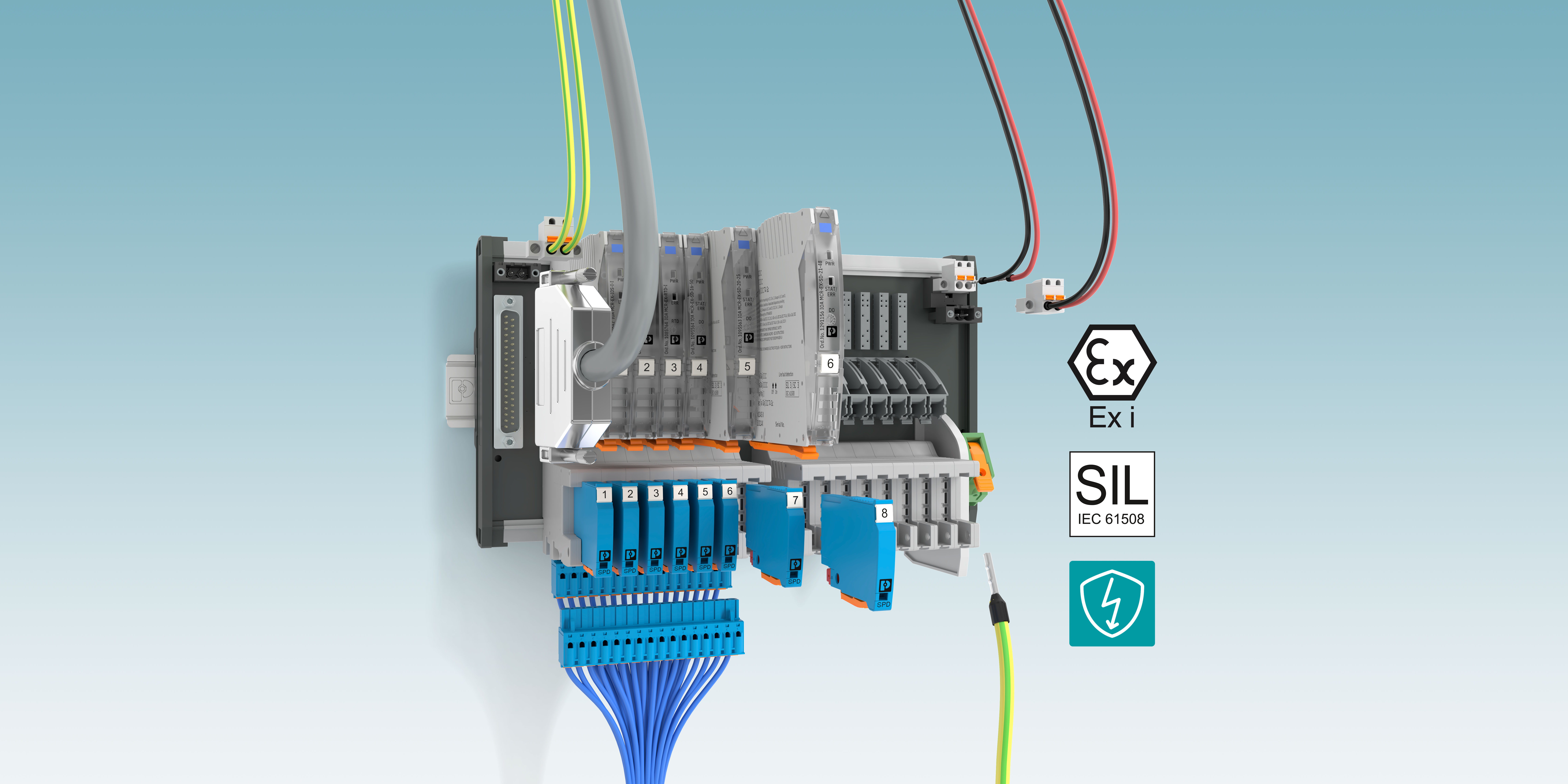 Phoenix Contact VIP I/O-Marshalling termination board and function modules.