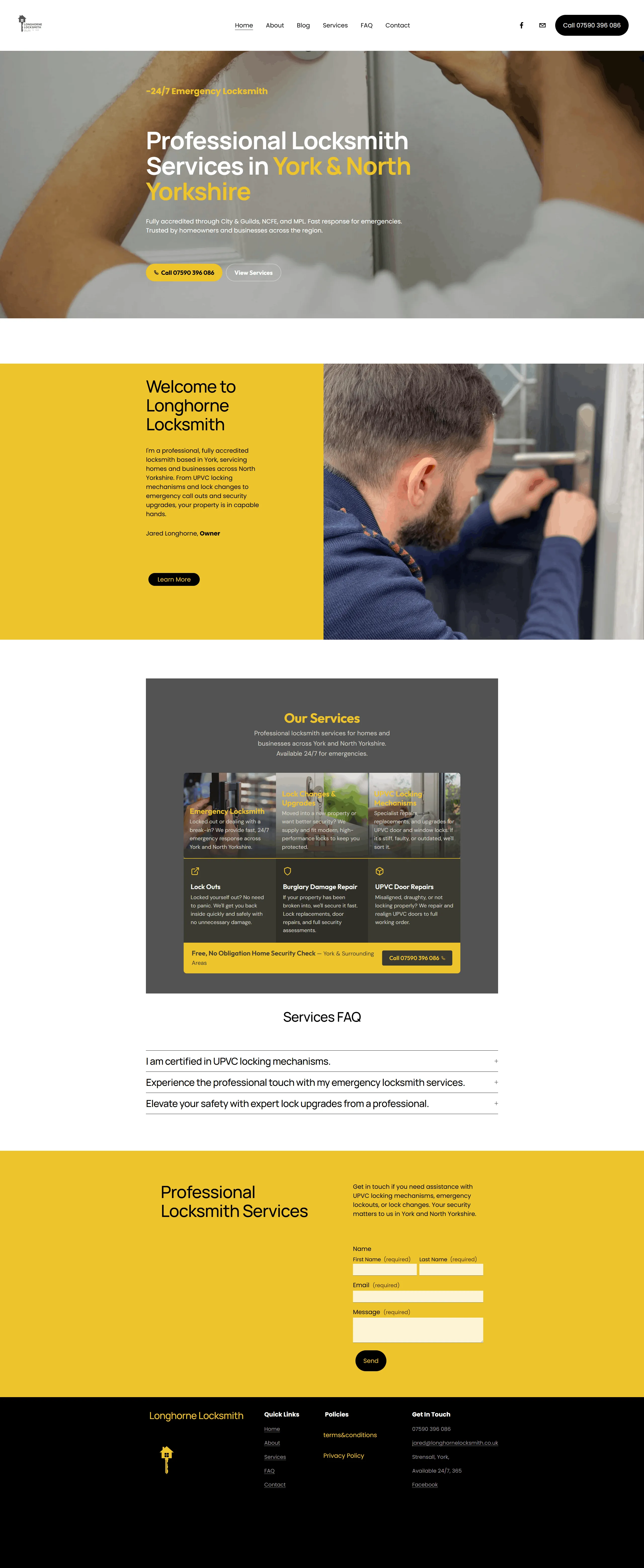 Longhorne Locksmiths website homepage preview