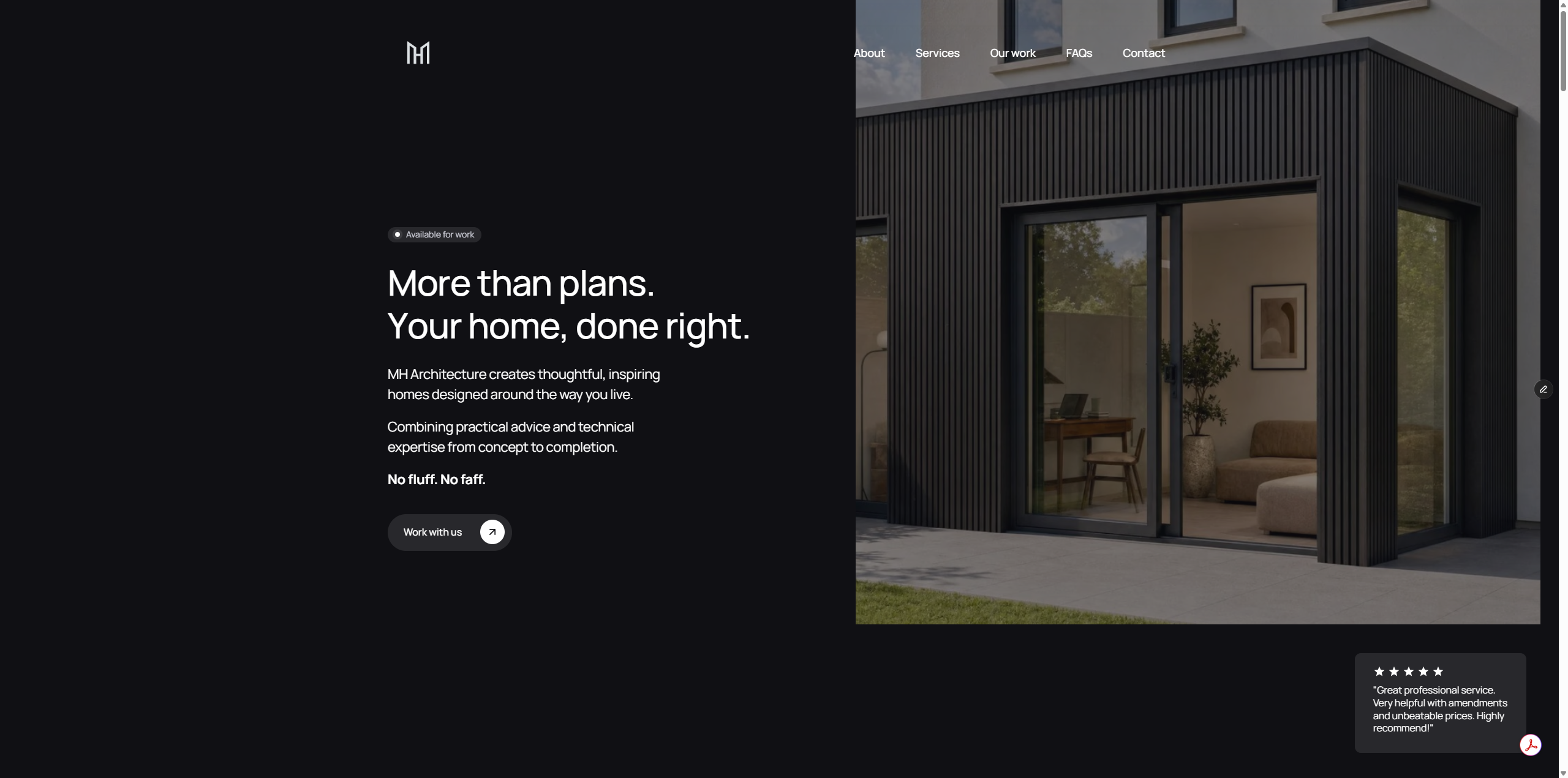 MH Architecture website homepage preview