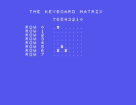 The keyboard matrix grid with W, A, D and space all lit at once