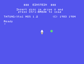 The rocket near a green asteroid, backdrop still blue