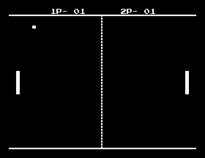 Classic Pong gameplay on the Tatung Einstein, two paddles and a ball