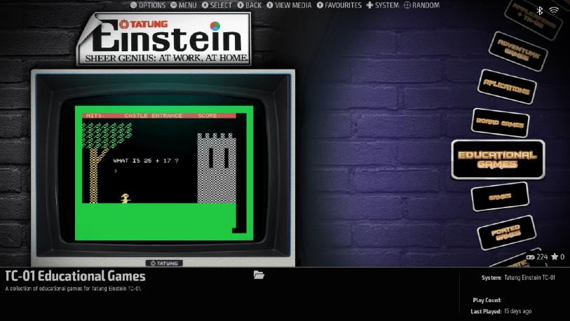 TC01 educational games section in the front end