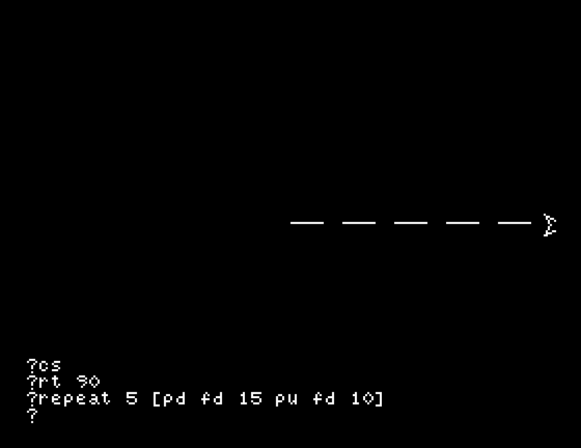 A dashed line drawn with the pen going up and down