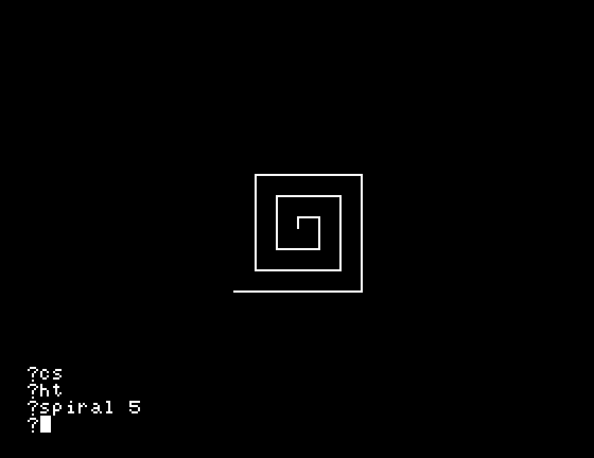 A square spiral drawn by a procedure that calls itself