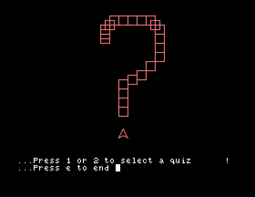 a large question mark and the menu