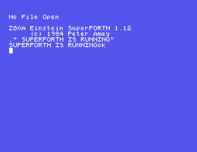 The check line typed at SuperForth, with its output on the line below
