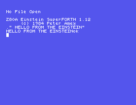 The line typed at SuperForth, with its output on the line below