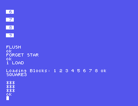 After the fix: a clean load, and SQUARE3 draws three rows of three stars