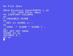 A constant, a variable and two words that use it; three hits make a score of 30