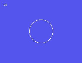 A circle drawn by a freshly started DRAW4TH with nothing loaded