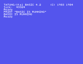 The check line typed at BASIC, with its output on the line below