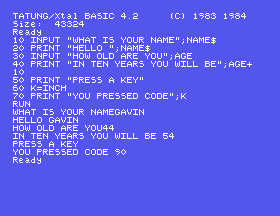 The program asking its three questions