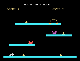 Caught once: two lives left, and the mouse back at the start