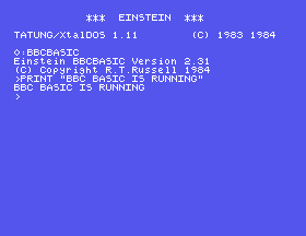 The check line typed at BBC BASIC, with its output on the line below