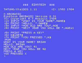 A program asking questions