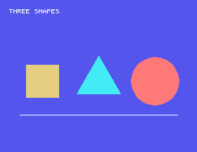 Three filled shapes drawn by a HiSoft Pascal program from the primer