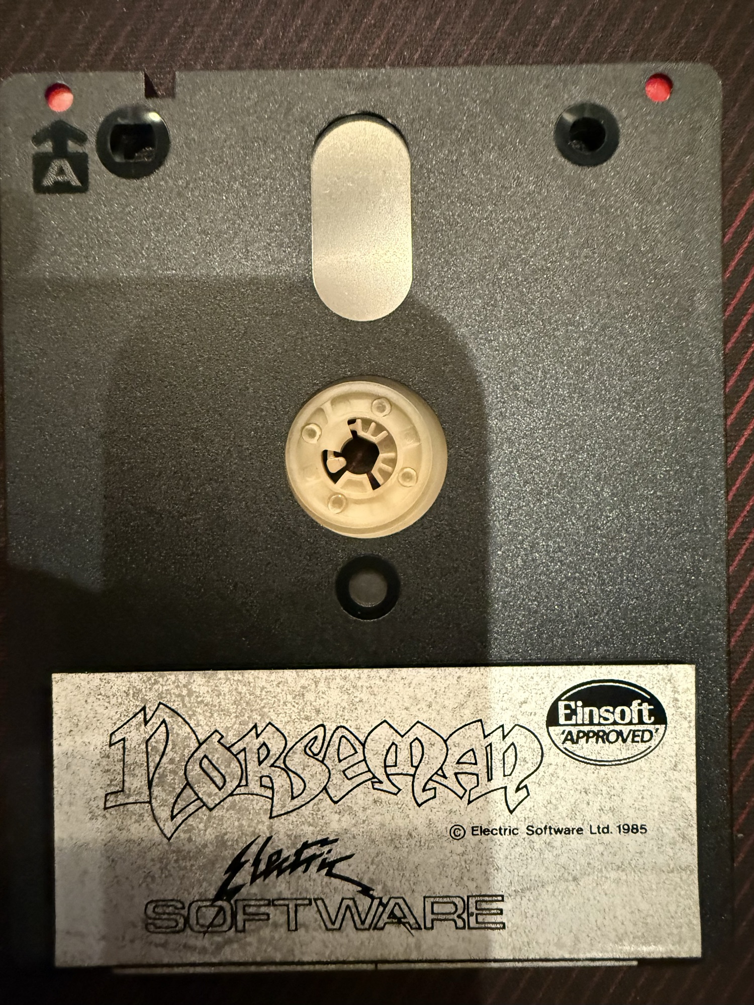 Side A of the 3 inch disc with the Norseman label, Einsoft Approved, copyright Electric Software Ltd 1985