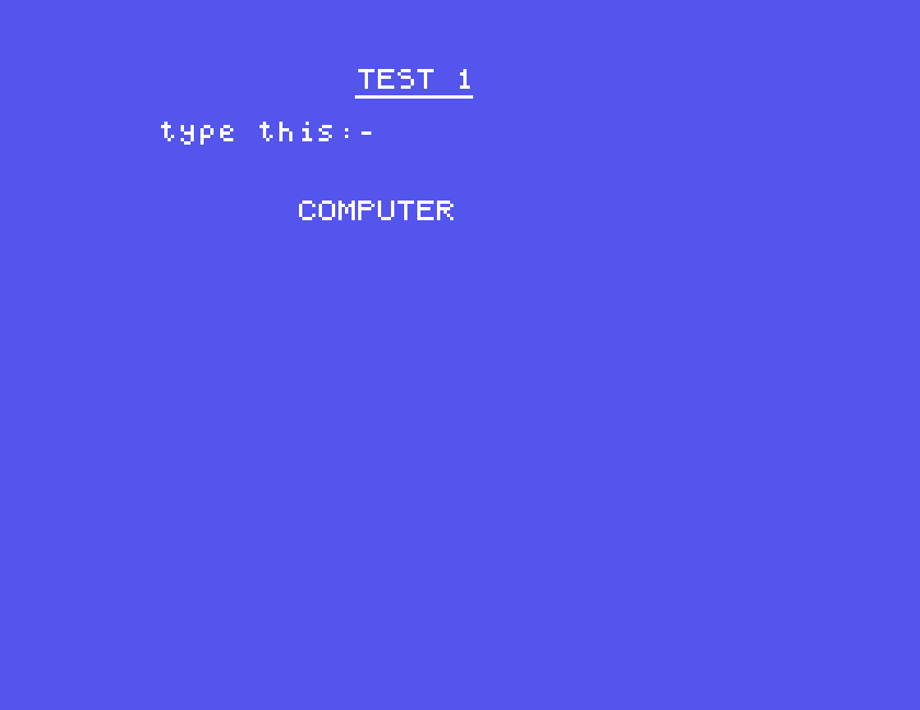 Test 1 waiting for the word to be typed correctly